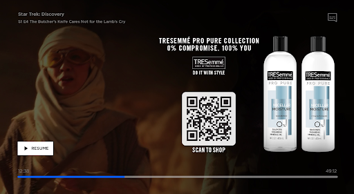 Connected TV pause ad — TRESemmé Pro Pure Collection on Star Trek: Discovery